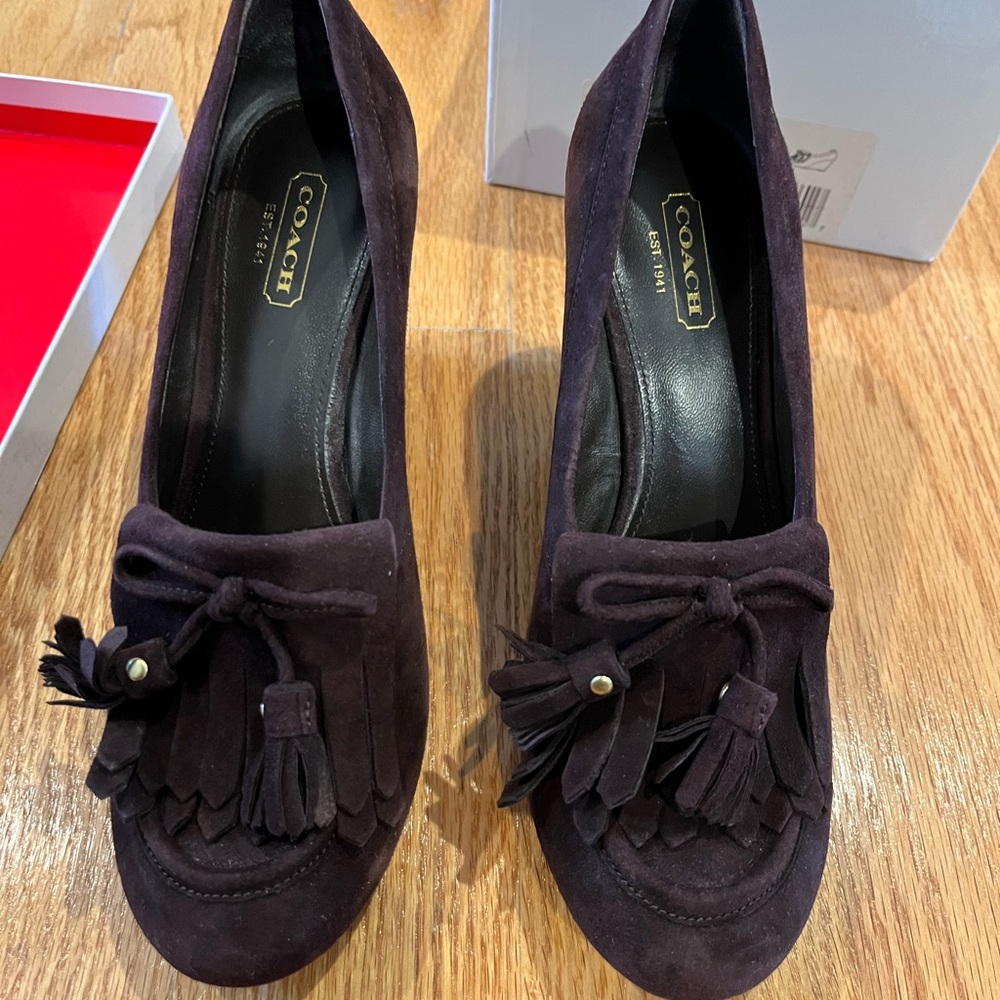 Coach Women's Brown Suede wedge shoes